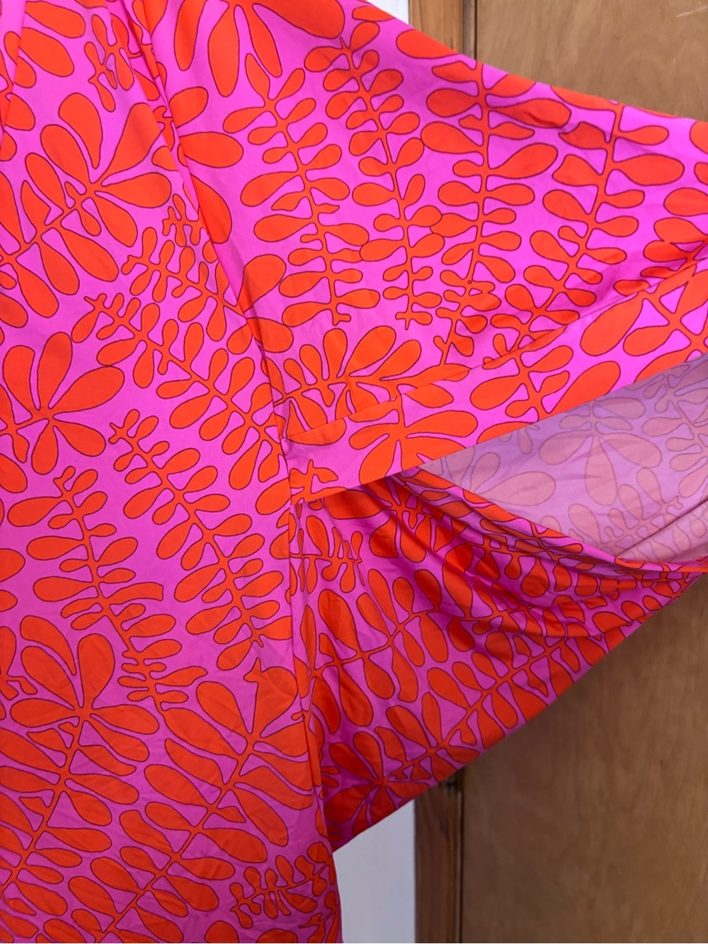 Trina Turk Trellis Pink and Coral Printed V Neck Swim Cover Up Dress - Picture 8 of 9